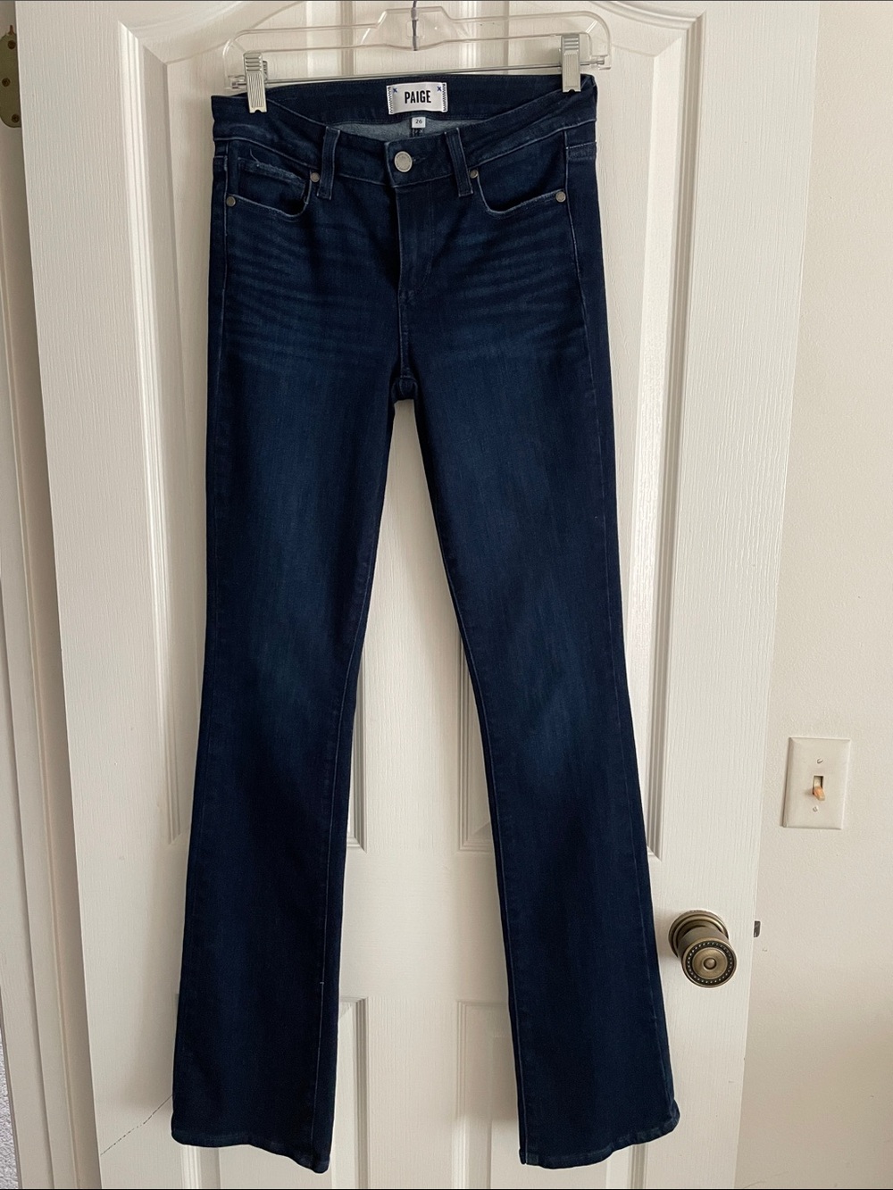 PAIGE Dark Blue Flare Jeans - Mid Rise